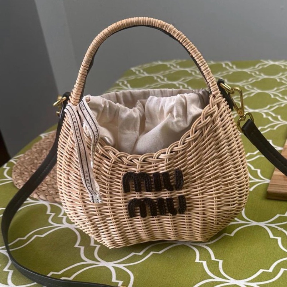 Miu Miu mini Tan and Black Woven Shoulder Bag 
Not auth